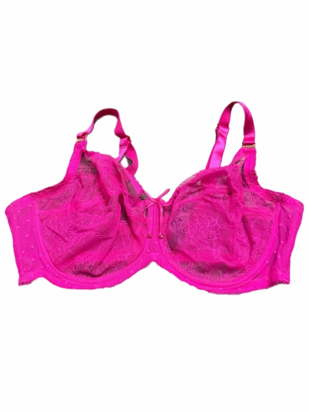 90s/Y2K Vintage Smart & Sexy Floral Lace Unlined Bra (Hot Pink) Size 42D/40DD